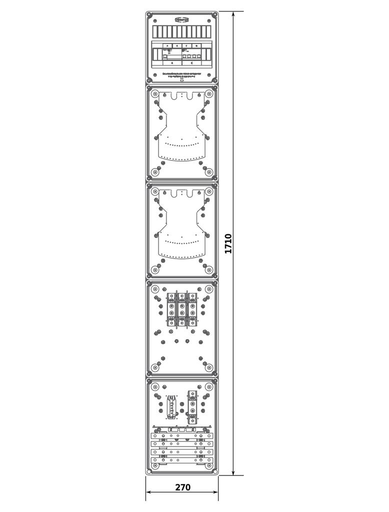 GABINETE P/ 1 MED. TRIF. + 1 MONF. ARMADO PVC