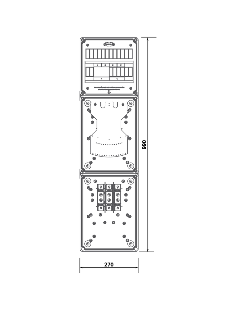 GABINETE P/ 1 MED. TRIF. ARMADO PVC