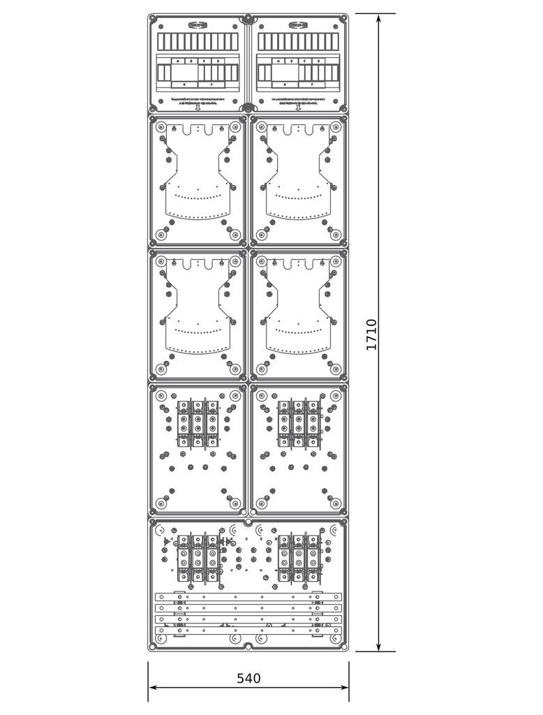 GABINETE P/ 4 MED. TRIF. ARMADO PVC