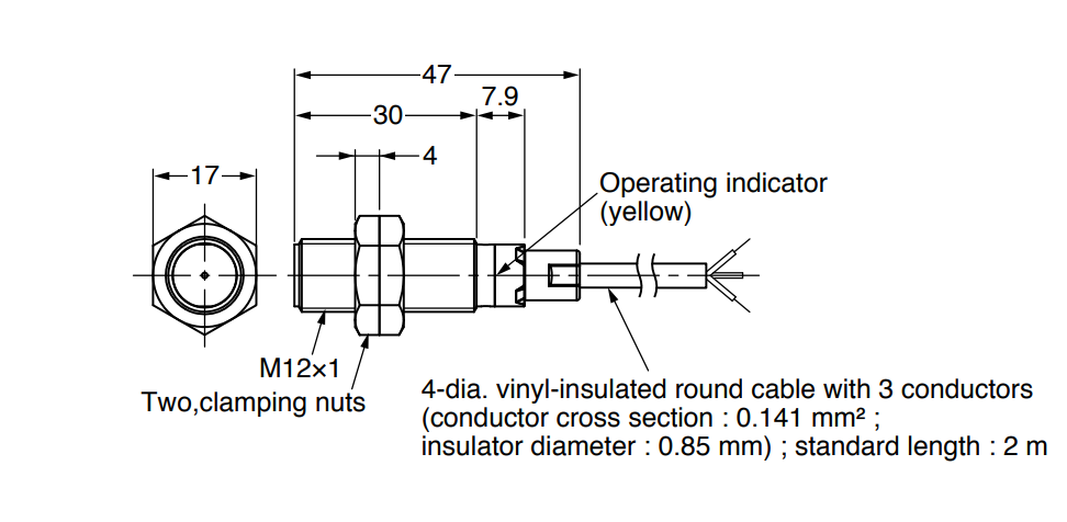 SENSOR INDUCTIVO M12 4mm 12-24VCC 3 HILOS