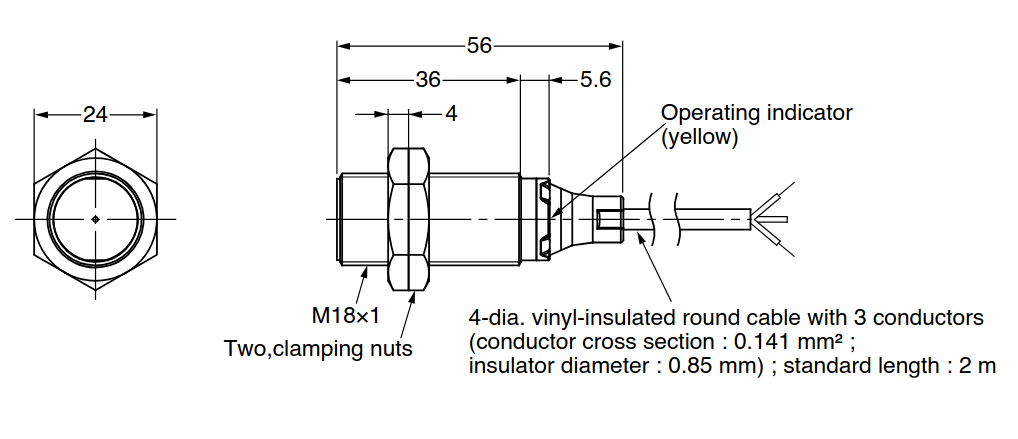 SENSOR INDUCTIVO M18 8mm 12-24VCC 3 HILOS PNP NA