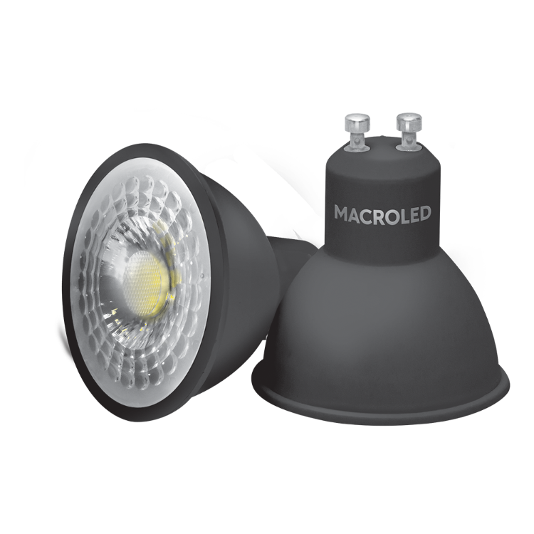 LAMPARA DICROICA LED 7W GU10 NEGRA 3000K