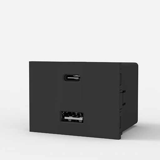[7433] CAMBRE TOMA CARGADOR USB DOBLE "A" + "C" 220v GRIS