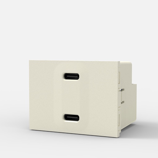 [7531] CAMBRE TOMA CARGADOR USB DOBLE "C" + "C" 220v BLANCO