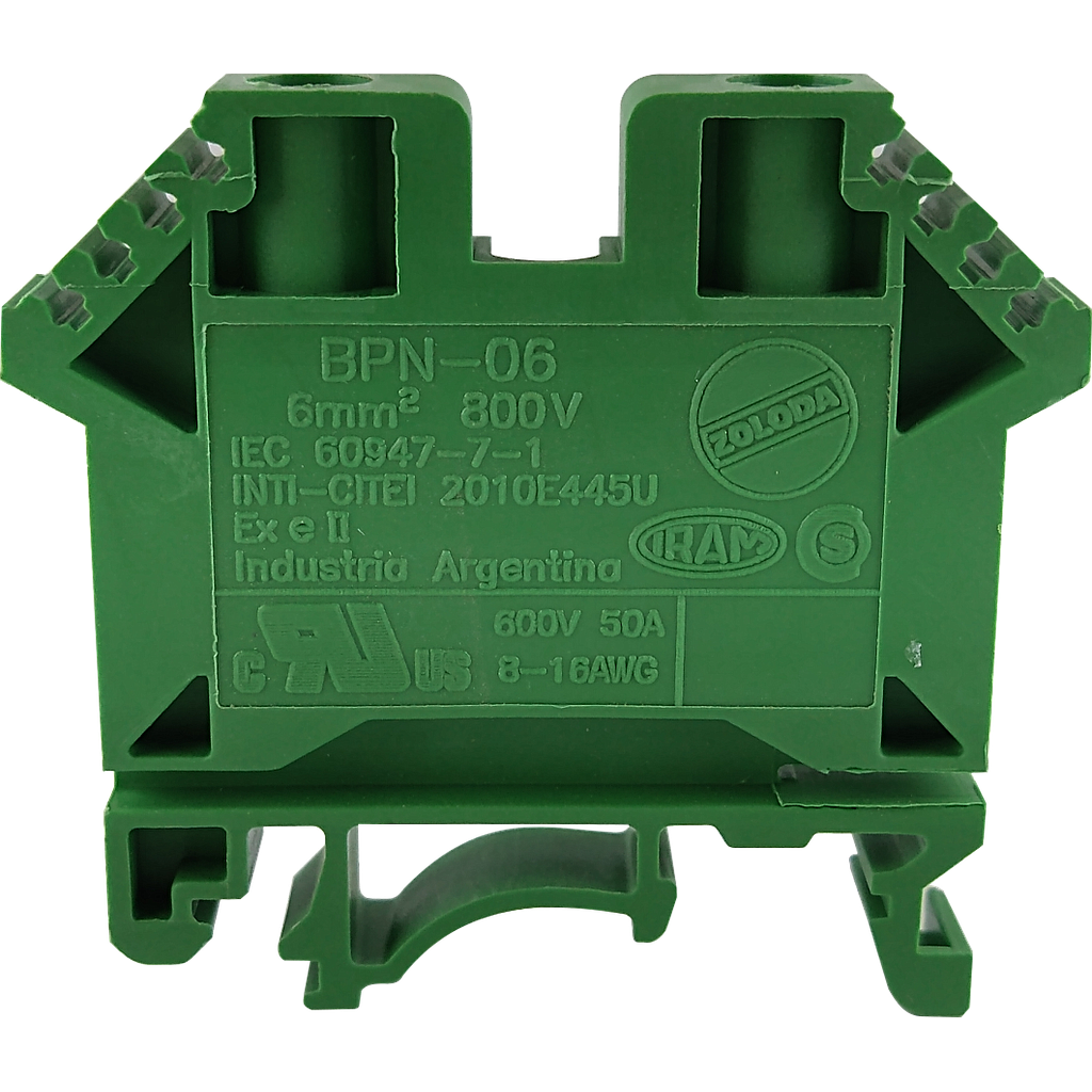 [689] BORNERA BP  VERDE  6mm²  ZOLODA